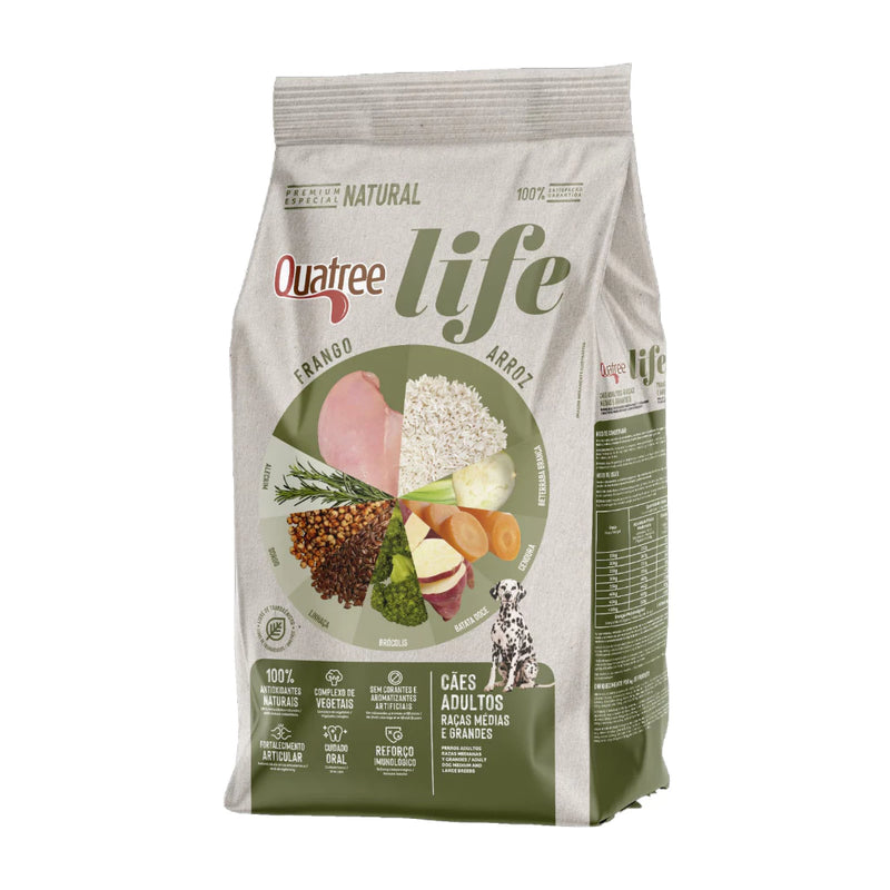 Ração Quatree Life Cães Adultos Raças Médias e Grandes Frango e Arroz - 15kg