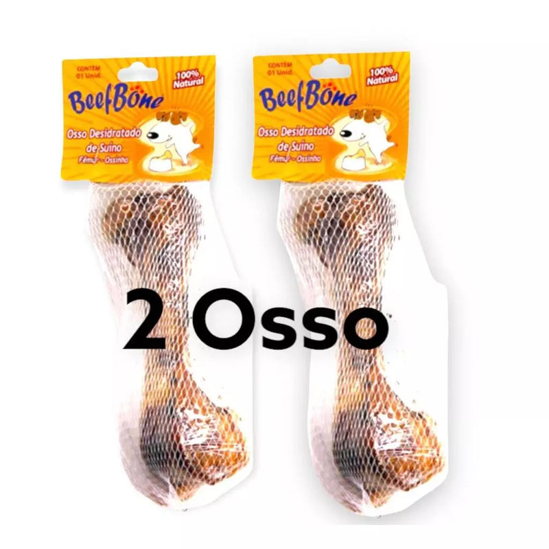 Kit 2 Ossinho Defumado Para Cães Fêmur Suíno Petisco Natural