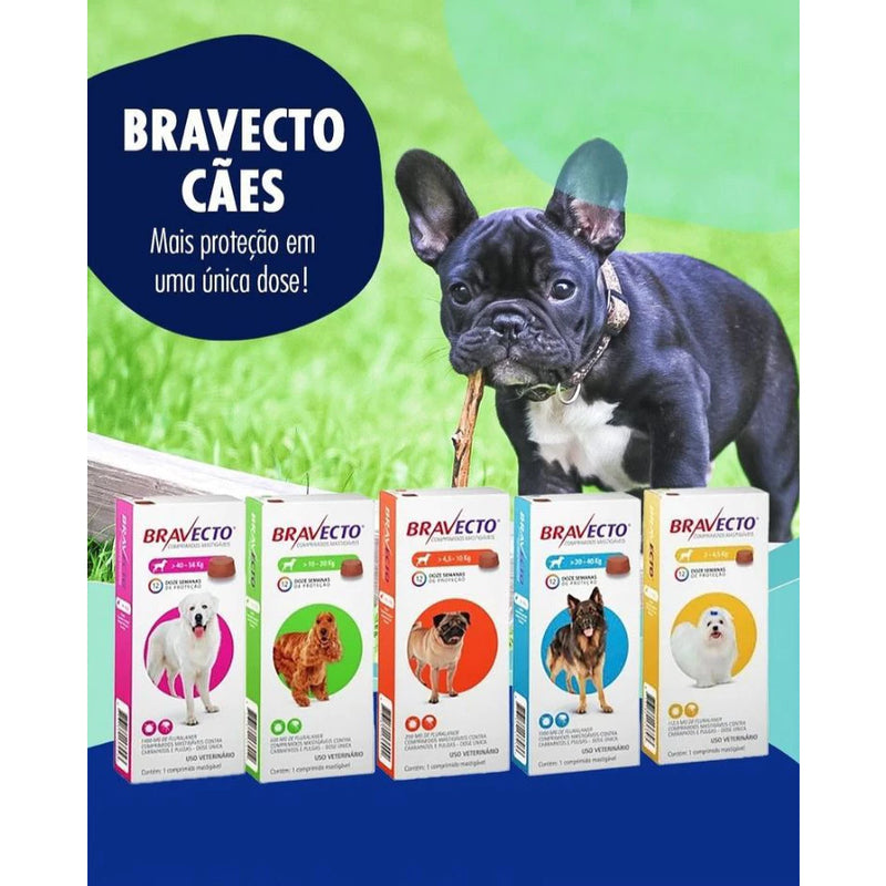 Antipulgas e Carrapatos para Cães de 2kg a 56kg - Bravecto™