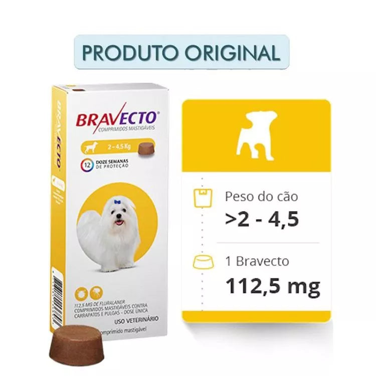 Antipulgas e Carrapatos para Cães de 2kg a 56kg - Bravecto™