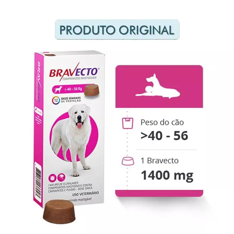 Antipulgas e Carrapatos para Cães de 2kg a 56kg - Bravecto™