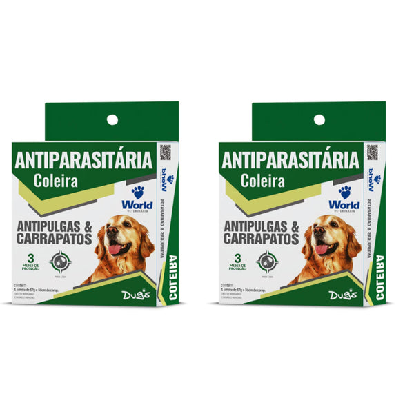 Kit 2 Coleira para cachorro Anti Pulgas Carrapatos