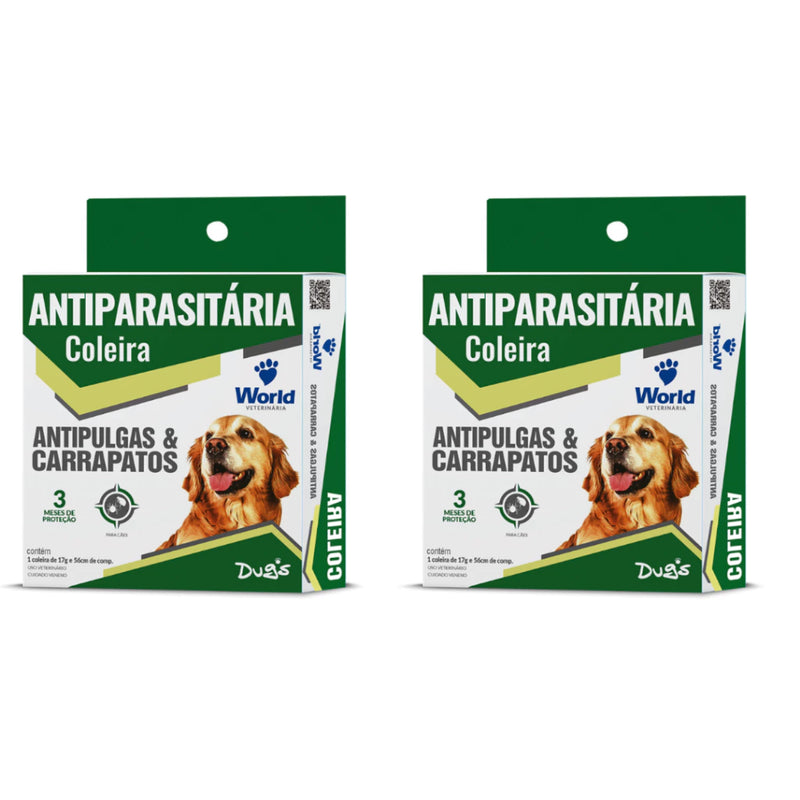 Kit 2 Coleira para cachorro Anti Pulgas Carrapatos