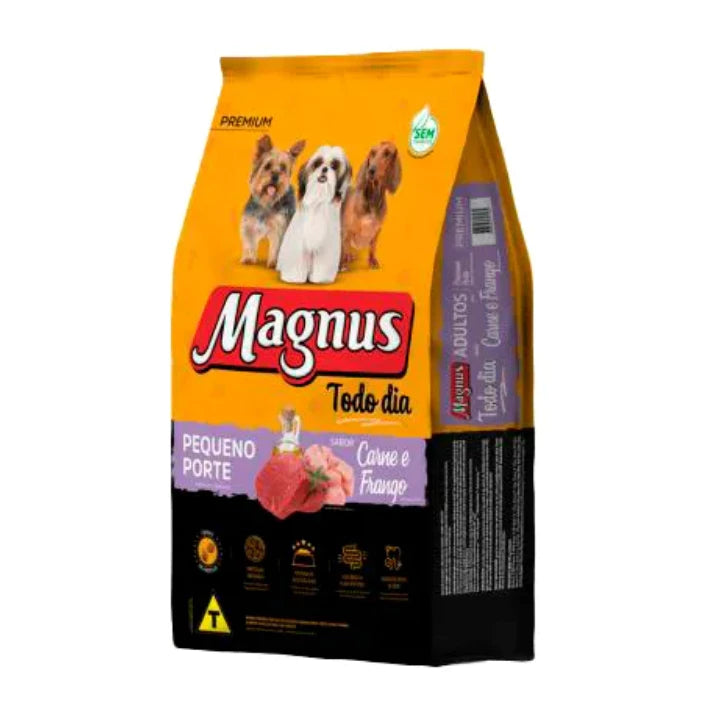 Ração Magnus Premium Todo Dia 10,1Kg Cães Adultos Pequeno Porte Sabor Carne e Frango Adimax