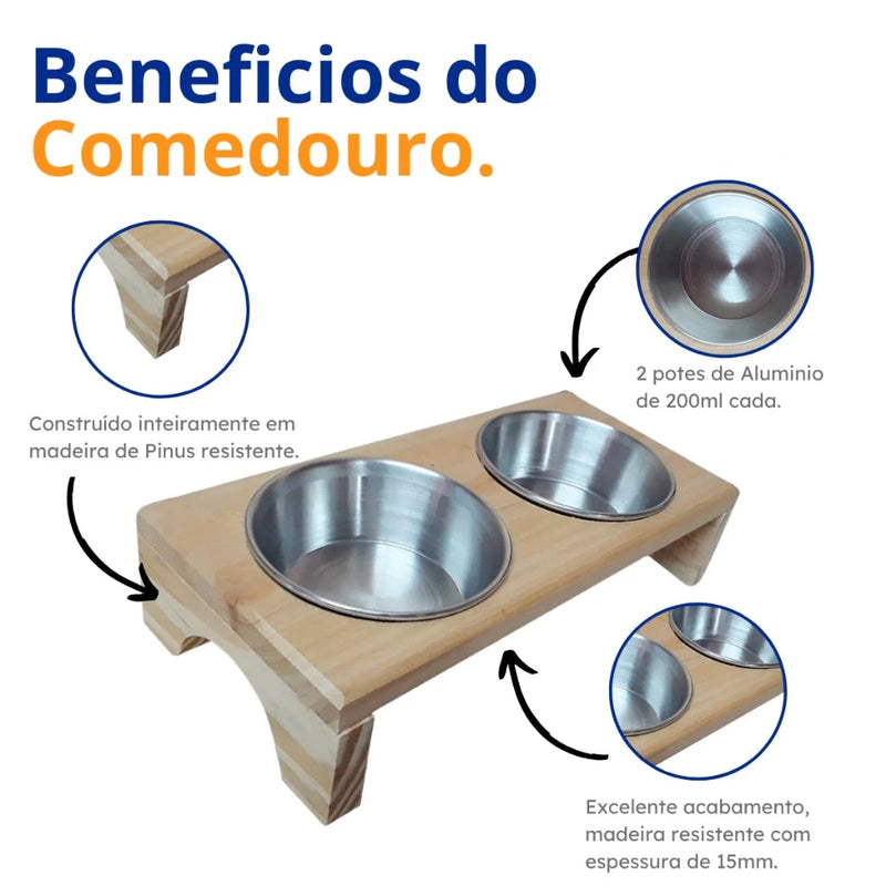 2 Tigelas Comedouro Elevado Duplo Cão e Gato