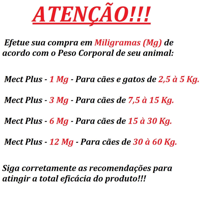 Anti Pulgas Mect Plus 12Mg para Cães 30 à 60kg