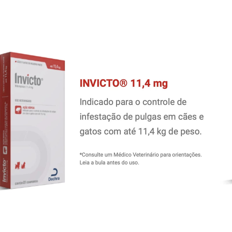 Antipulgas Para Cães e Gatos Invicto 11,4mg 1 Comprimido (Comprimidos + Bula)