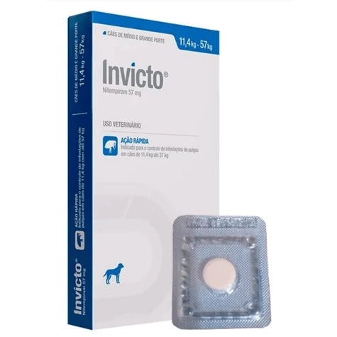 Invicto 57mg Antipulgas P/cães E Gatos De 11,4kg A 57kg