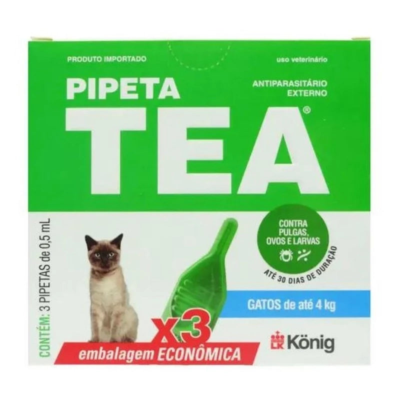 Kit 3un Anti Pulgas Pipeta Tea Para Gatos Até 4kg